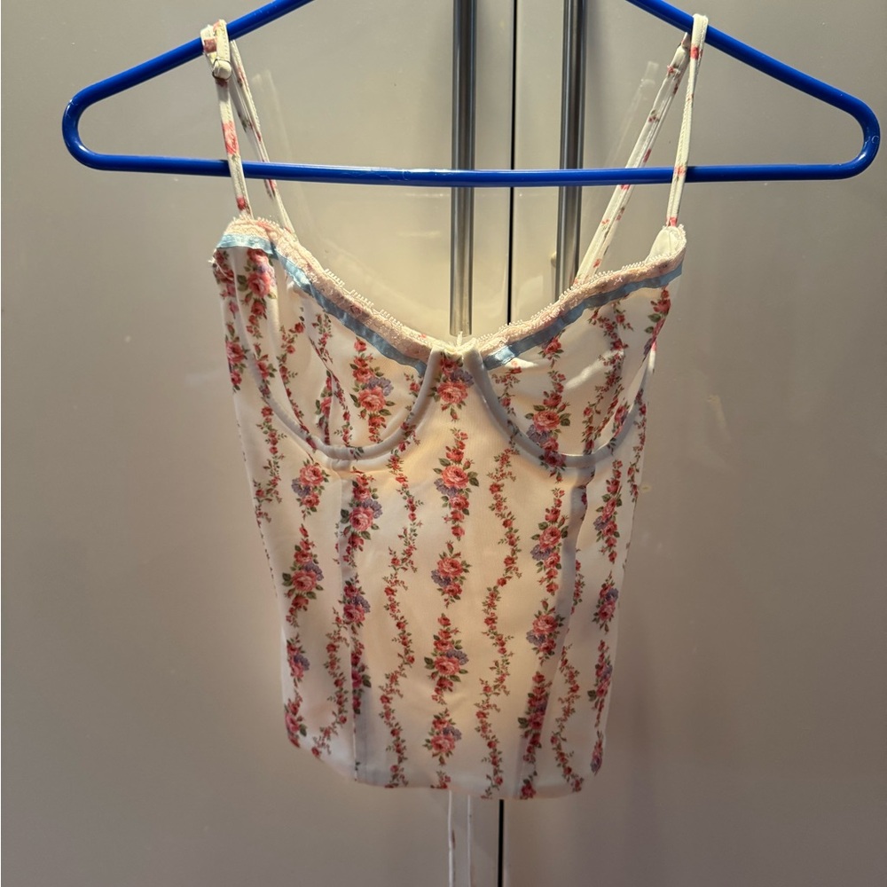 Edikted Floral Camisole in Cream and Pink